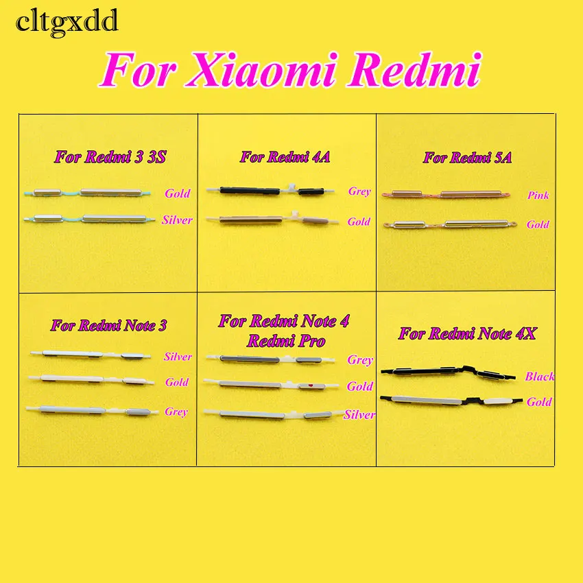 

cltgxdd 1PCS Side Button Power On Off Volume Button For Xiaomi Redmi 3 3S 4A 5A Note 3 4 4X Pro Replacement Repair Parts