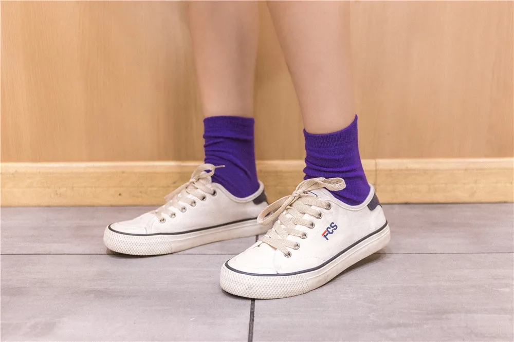 Korea Style Harajuku Candy Cotton Socks Women Cute Short Ankle Socks Yellow Blue Purple Green Red Black Socks For Girls Gift