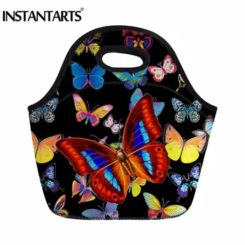 

INSTANTARTS 3D Butterfly Pattern Thermal Insulated Picnic Tote Bags for Women Girls Outdoor Camping Lunch Food Box for Childrens