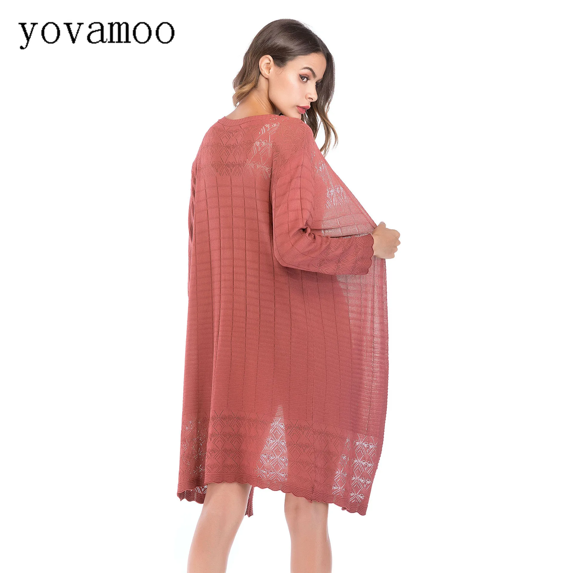 Yovamoo Autumn 2018 Sweater Knitted Solid Color Long Sleeve Streetwear Fashion Plaid Long Cardigan Womens Clothing Outerwear Yovamoo Autumn 2018 Sweater Knitted Solid Color Long Sleeve Streetwear Fashion Plaid Long Cardigan Womens Clothing Outerwear