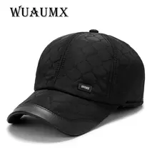 2017 Autumn Winter Warm Baseball Cap For Men With Ear flaps Cotton Thick Bone Snapback Cap Men Vintage Leisure Hat Casquette