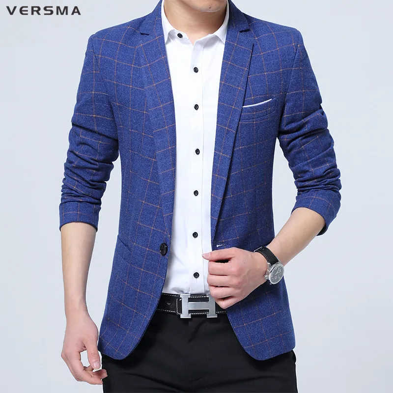 Versma 2017 Lente Zomer Polyester Blazer Mannen Casual  