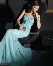 sweetheart flowers sky blue chiffon maxi dresses 2016 vestido longo casamento pleat new Fashion hot sexy long Bridesmaid Dresses