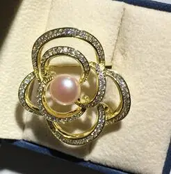 

Free shipping 1pcs natural pearl brooch zircon brooch pin for women