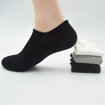 

6 Pairs/lot Black White Light Gray Men Socks Cotton High Quality Y Heel Casual Breathable Boat Socks Short Men Fashion Sock