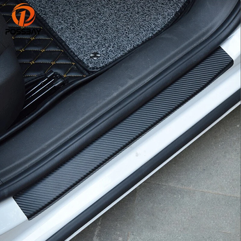 POSSBAY 4Pcs Universal Car Styling Sticker Carbon Fiber