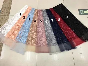 

Newest African Tulle lace fabric high quality sat-43053 guipure cord lace Lace Fabric 3D flower for Nigerian wedding