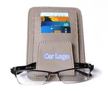 Auto Styling Tasche Auto LOGO Lether Gläser Aufbewahrungstasche Clips Sonne Sonnenbrillen visier Halter Clip Kreditkarte ID Karte Paket Tasche für Auto