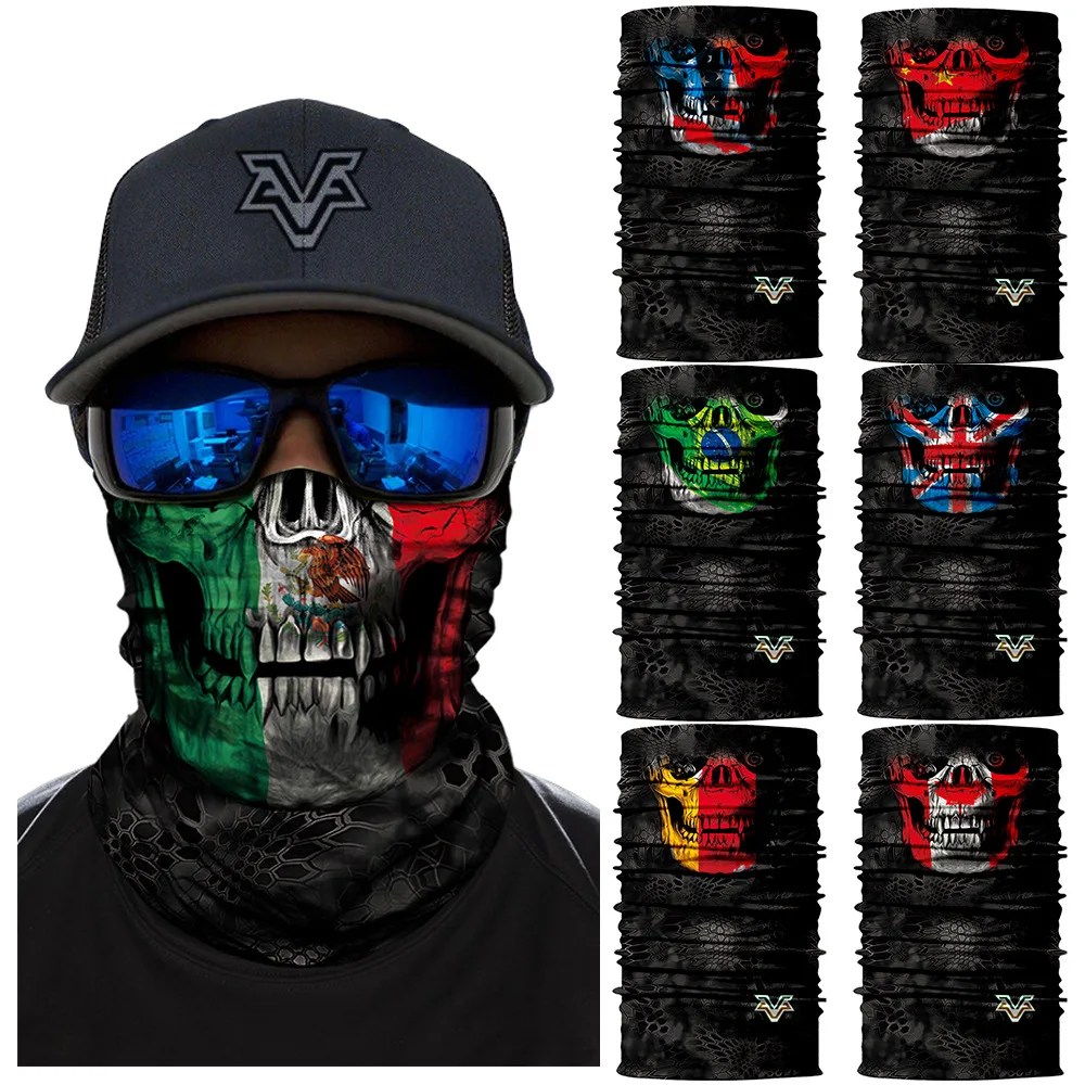 

3D Seamless Bandana Outdoor Camping Sport Cycling National Flag Headband Tactical Skull Magic Scarf Neck Gaiter Turban Face Mask