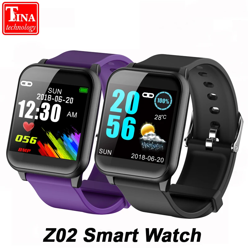 

Color Screen Z02 Smart Watch Men Fitness Tracker Smart Bracelet Pedometer Big Dial Heart Rate Tracker Sport Smart Wristband