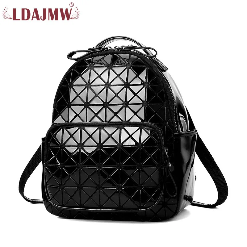

LDAJMW Women Backpack Geometric Lattice Ladies Leather Backpack Small Backpacks For Teenage Girls