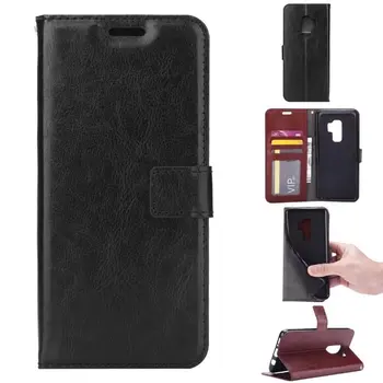 

100pcs/lot Crazy Horse Wallet Leather Stand PU+TPU Cover Case with card slot for Samsung S9 S9 Plus A5 A7 A8 2018 A8 Plus