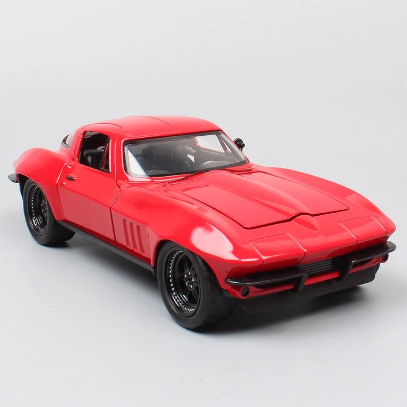 kid's 1:24 Jada The Letty CHEVY Chevrolet Corvette 1966 Diecasts Cars Model Scale Toys Vehicle Thumbnails Game Souvenir Red no box jada 1 24 scale classic 1958 cadillac series 62s with action figure freddy krueger diecasts