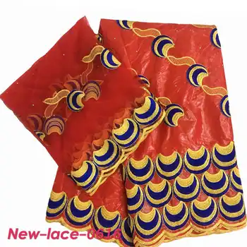 

african fabric african bazin with Rhinestones brode with 5+2 yards french net lace for party u04