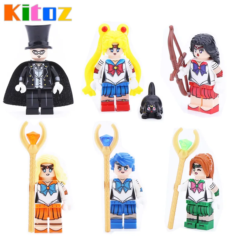 

Kitoz Sailor Moon Jupiter Mars Venus Chiba Mercury Mamoru Mini Figure Building Block Compatible with Lego Toy for Girl