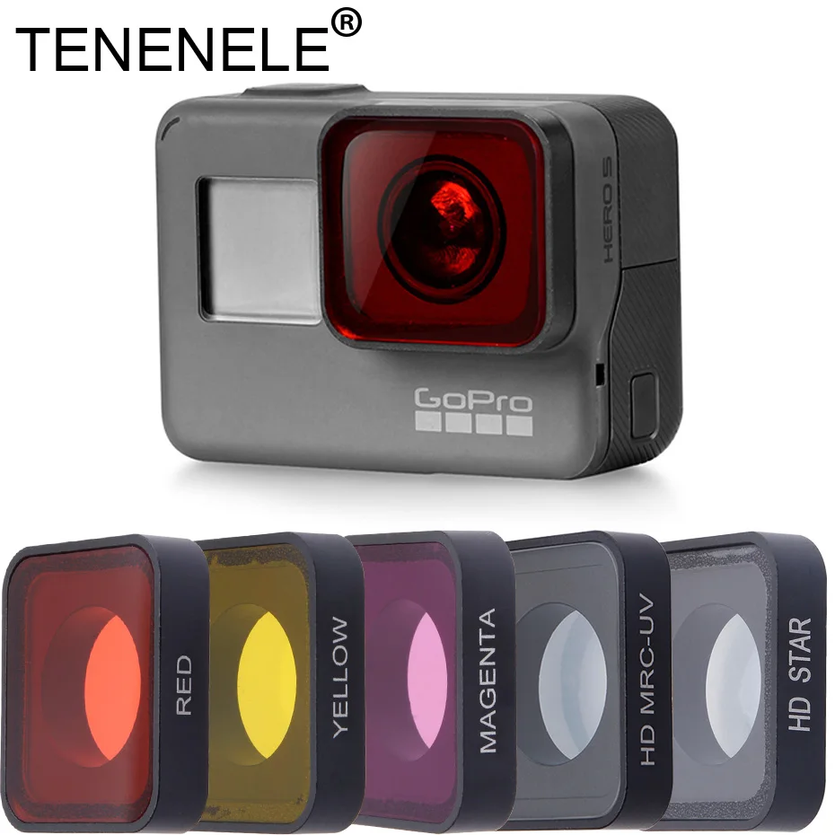 TENENELE GO PRO, фильтр для экшн-камеры, Цветной фильтр для Hero 5/6, UV Star C-PL, водонепроницаемые фильтры для объектива Hero 5 6