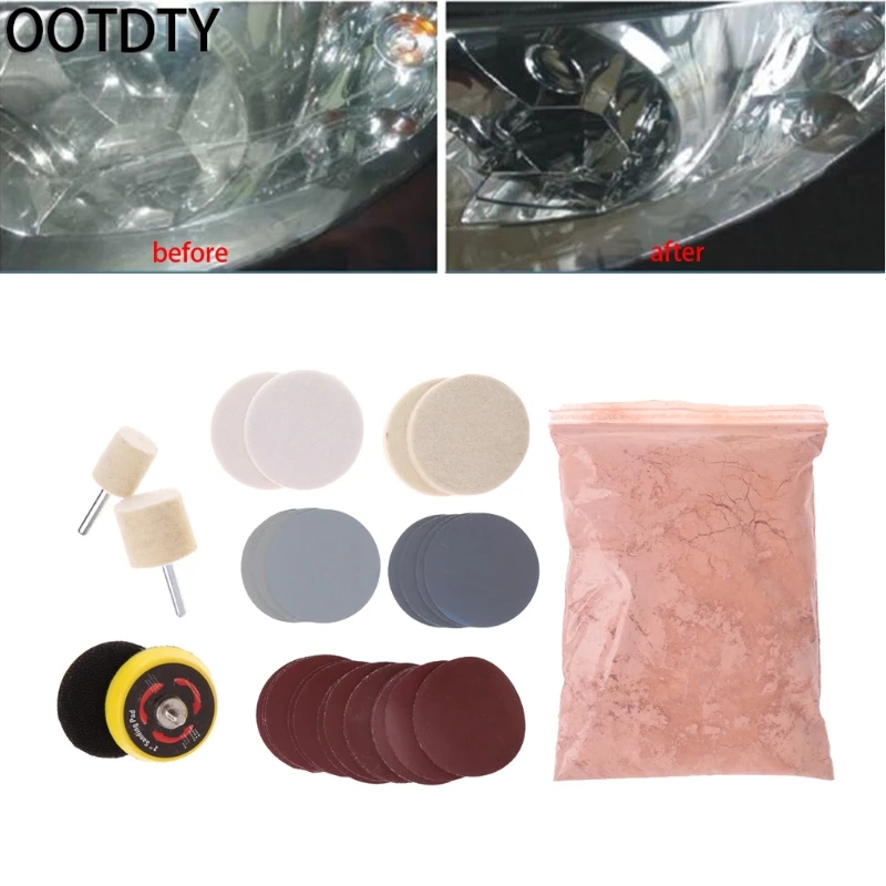 OOTDTY 34 Pcs Deep Scratch Remover Car Glass Polishing Kit 8 OZ Cerium Oxide and 2'' Wheel OOTDTY 34 Pcs Deep Scratch Remover Car Glass Polishing Kit 8 OZ Cerium Oxide and 2'' Wheel