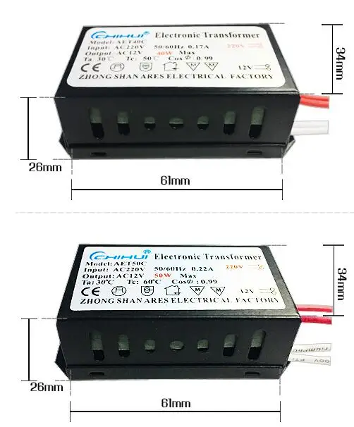 Электронный трансформатор нерегулируемых 220 V-12 V светодиодные лампы накаливания Драйвер Питание Volatage конвертер