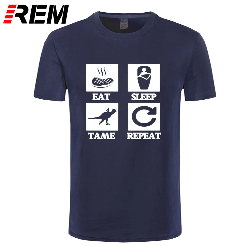 

REM Funny Classic Game ARK Survival Evolved Eat Sleep Tame Repeat T Shirt Big Size Round Neck Short Sleeve Cotton Tee Shirt