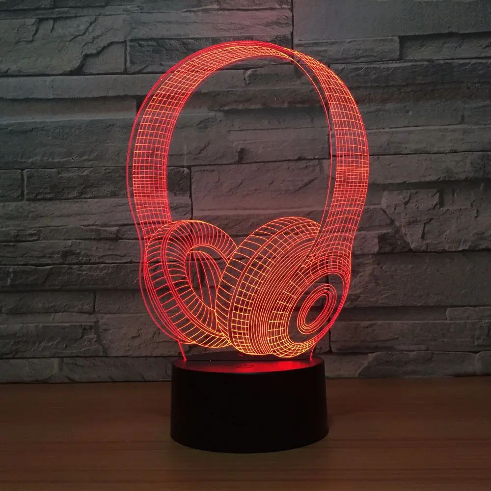 Гарнитура 3D Ночник музыка Настольный светильник светодиодный пульт и сенсорный выключатель 3D светильник 7 цветов Изменение USB Крытый лампы