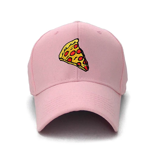 Cotton Pizza Embroidery Mens Baseball Caps Brand Cheap Pink Casual Sun Snapback Hats Unisex Adjustable Cap Women - Цвет: Pink