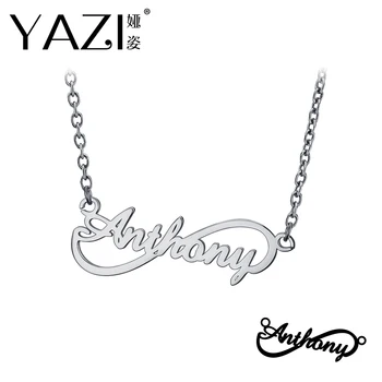 

YAZI Personalized Name Necklace Gold Color Copper Infinity Pendant Engraved Single Name Custom Jewelry Memory Gift For Friend