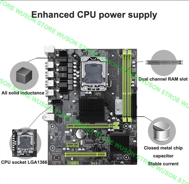 Сборка ПК huanan Zhi X58 LGA1366 материнская плата со скидкой материнская плата с процессором Intel Xeon E5649 2,53 ГГц ram 16G(2*8G