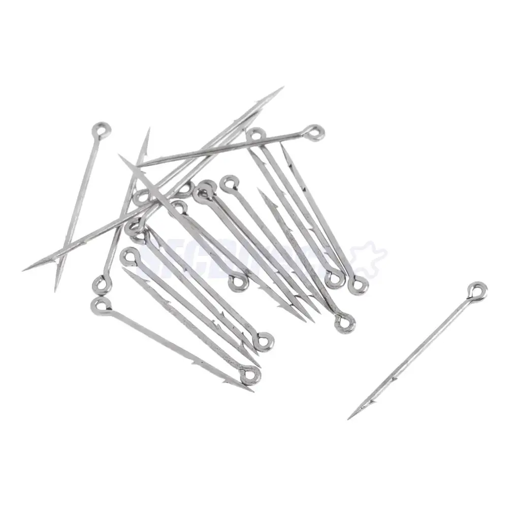 20Pcs High-carbon Steel Sea Fishing Worm Hooks Fishhook Straight Live Bait Lure Hooks, S M L