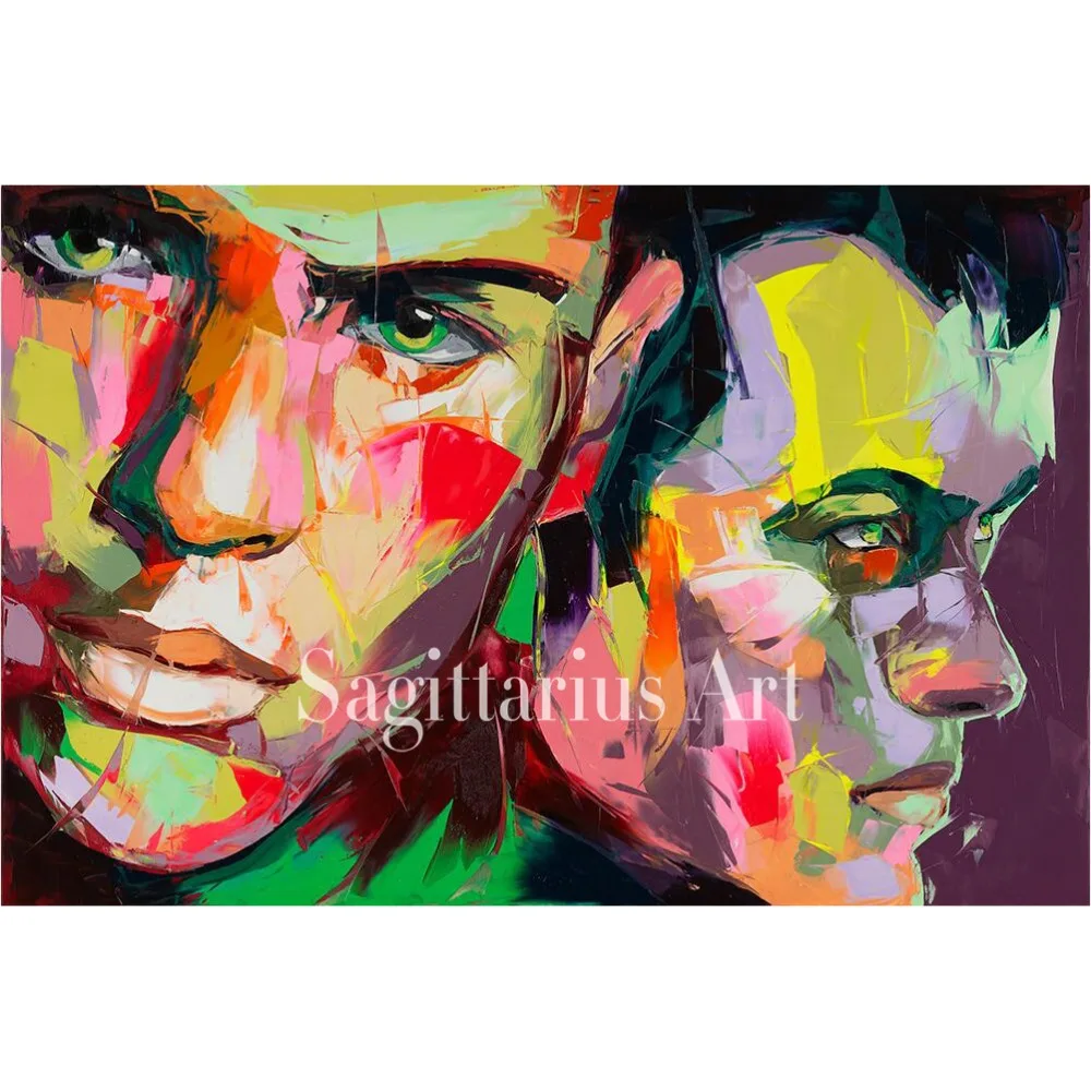 

Francoise Nielly Designer Cool Face Untitled 586 Hand Painted Palette knife Abstract Oil Painting Canvas Bedroom Fine Artwork