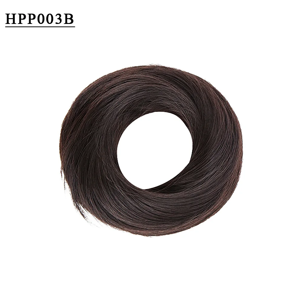 Free Beauty Curly Chignon Brown Blond Hazel Ombre Synthetic Hair Bun Extensions Rubber Band Heat Resistant Fiber for Women Girls - Цвет: HPP003B