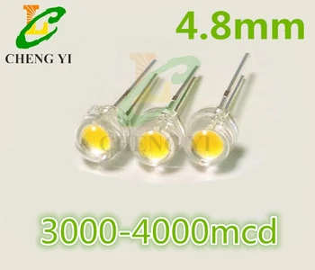 

Ultra bright 4.8mm straw hat led diode Warn white led 3000-4000mcd 0.06w dip led for led Crystal Light 2800-3000K 15MM-PIN