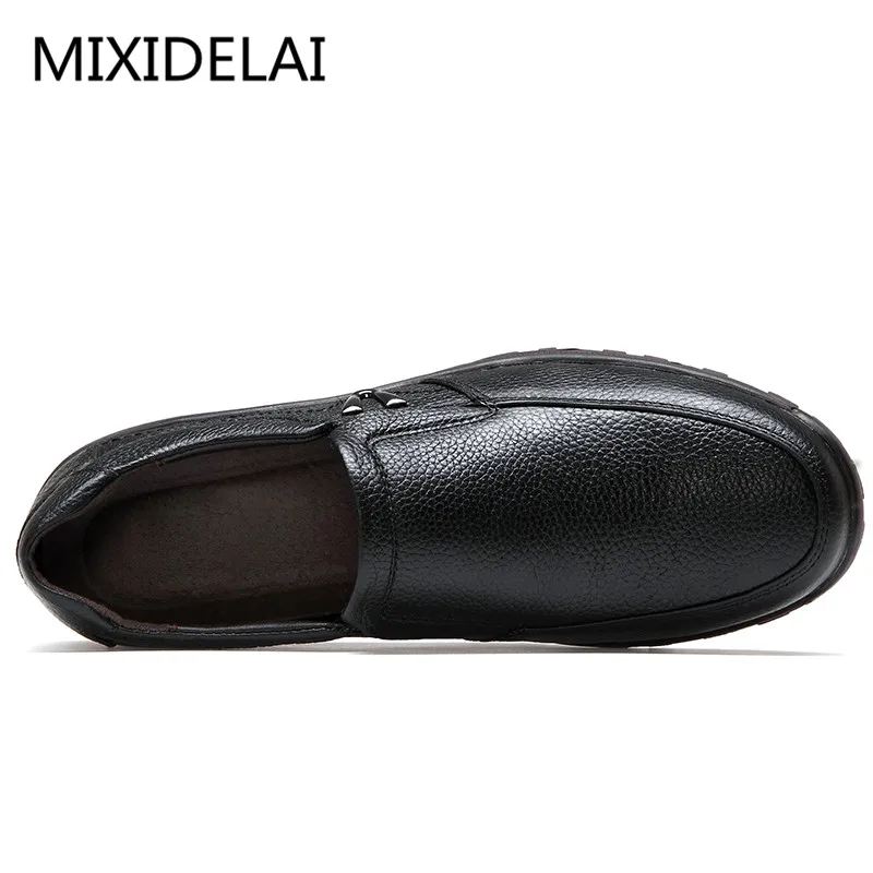MIXIDELAI/Мужская обувь из натуральной кожи; деловые модельные мокасины на плоской подошве без шнуровки; Новая мужская повседневная обувь; мужская деловая обувь
