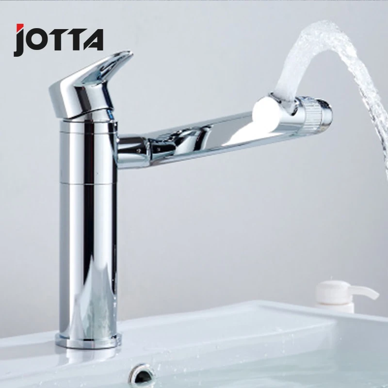 Black copper body lift pull basin basin hot and cold water faucet retractable rotatable shampoo