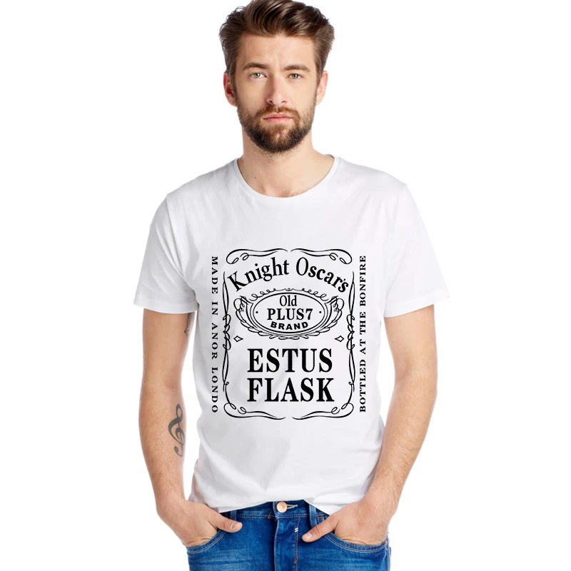 Free Shipping Dark Souls Knight Oscar's Old Plus 7 Brand Estus Flask T-shirts Casual Style Novelty T Shirts Men Cotton Tshirts |