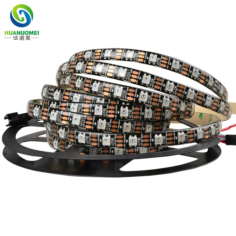 60LEDs/m black pcb waterproof IP65 ws2812b rgb led pixel strip ws2811