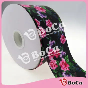 

spring floral series 3" 75mm heat transfer printed grosgrain ribbon , DIY handmade material