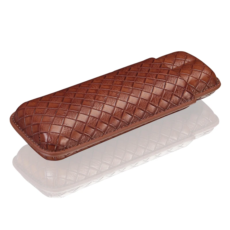 

LUXFO Genuine Leather V Design Cigar Case Litchee Pattern Travel Mini Humidor cool gadgets Cigar Accessories 2 Tubes Case Box Fo