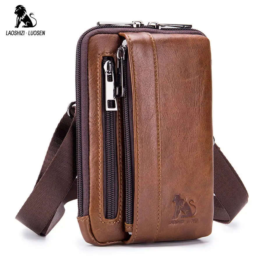 Для мужчин поясная сумка из натуральной кожи Маленькая сумка через плечо сумка Fanny Pack Ремень Сумочка для телефона, монет чехол с креплением на ремень портсигар Портативный