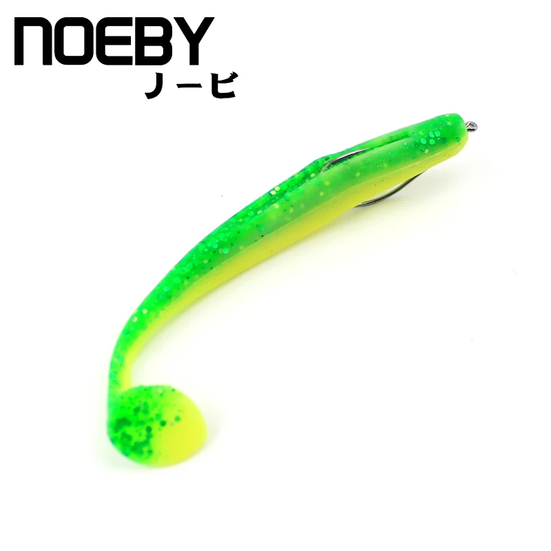 NOEBY 6 шт./лот Мягкая приманка на окуня Т образный хвост червь высокое качество