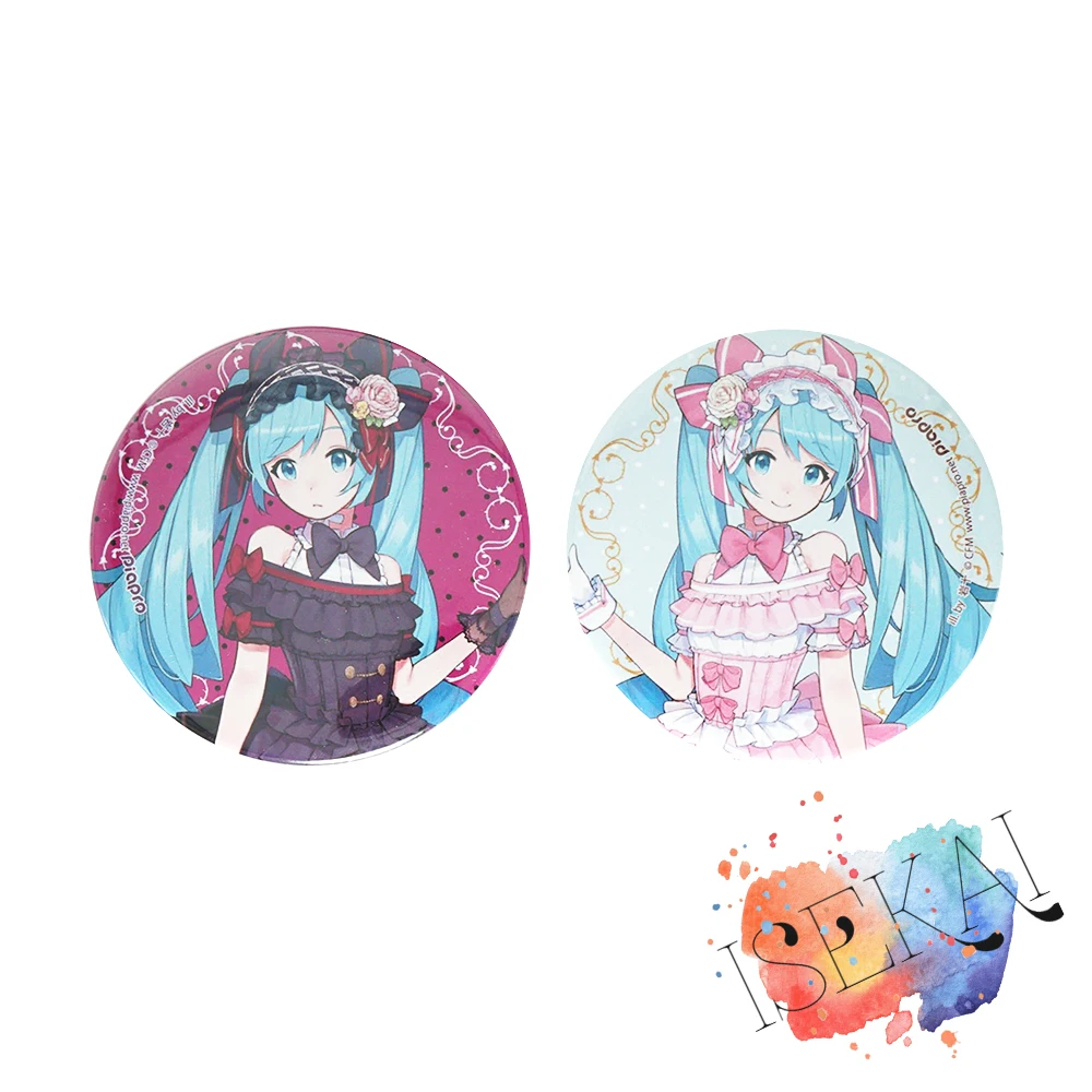 

VOCALOID Hatsune Miku Anime Badge Mirror Country Ver. Black and White Cute Badge Brooch Pins