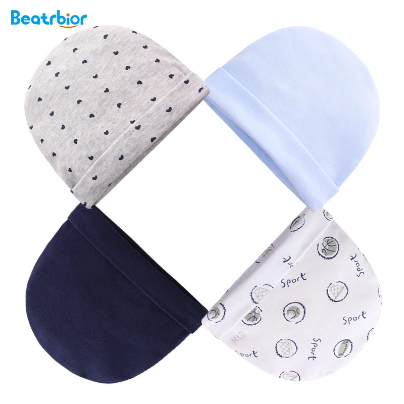 

4pcs/lot Unisex 0-6 Months Cotton Baby Hat & Caps Soft Children's Cap Newborn Photography Spring Baby Boy Girl Hats