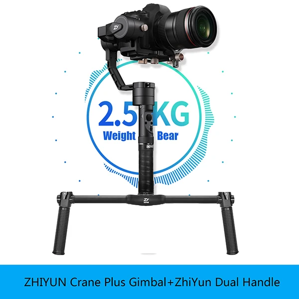 ZHIYUN Crane Plus+ цифровая зеркальная камера Карманный 3-осевой карданный вал, 2,5 KG bear 3 оси камеры Gimbal steadicam для цифровой зеркальной камеры Nikon Canon - Цвет: with Dual hand