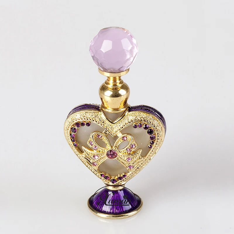 5ml Perfume Essential Oil Vintage Empty Refillable Bottle Graven Metal Heart Bowknot Glass Container Gift Home Decoration#59709 | Красота и