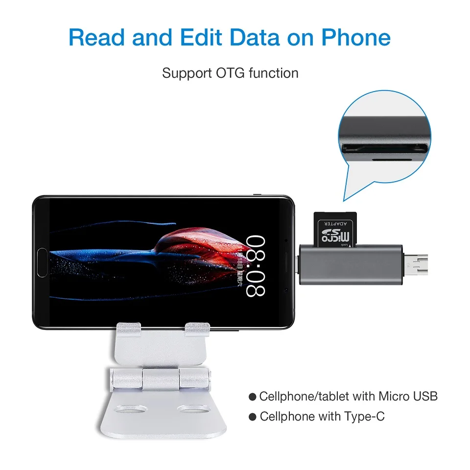 YUNCLOUD USB 2,0 3,0 устройство чтения карт памяти адаптер высокое Скорость Тип C USB C Micro SD Card Reader для ноутбук ПК Android Mac OS