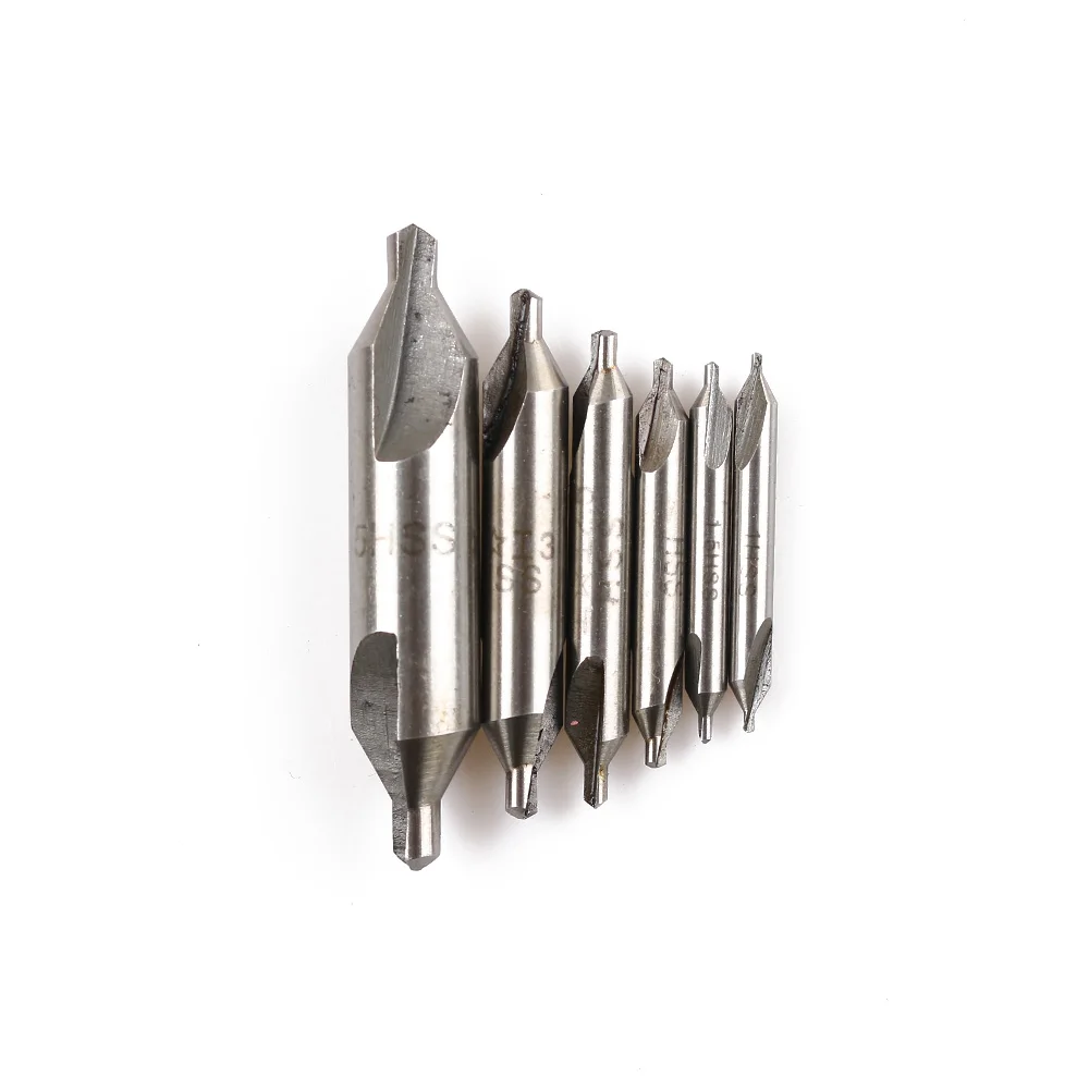 

6PCS Double End 60 Degree Combined HSS Center Drill Countersink Bit Lathe Mill Tackle Tool Kit Set Hole Boring Hand Tools