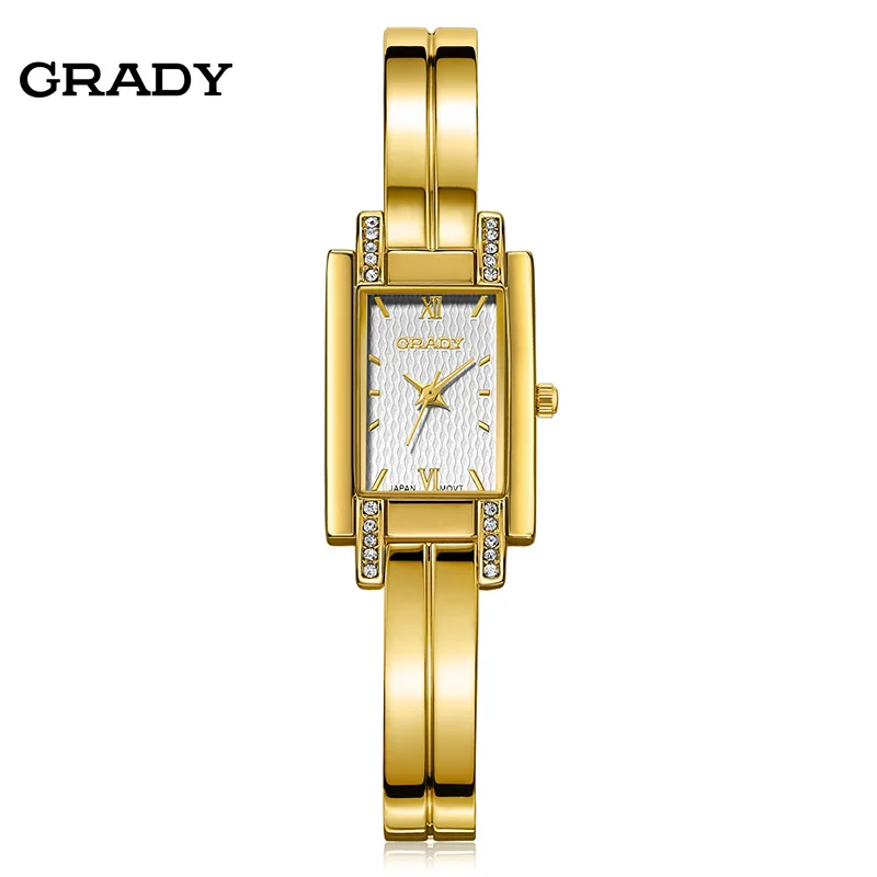 Новый бренд Grady модные 18k позолоченные женские часы 3atm водонепроницаемые