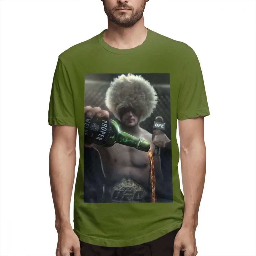 Органический хлопок для мужчин Хабиб нурмагомедов эпос Конор Макгрегор правильный виски Homme футболка сумасшедшая Летняя мужская футболка - Цвет: Армейский зеленый