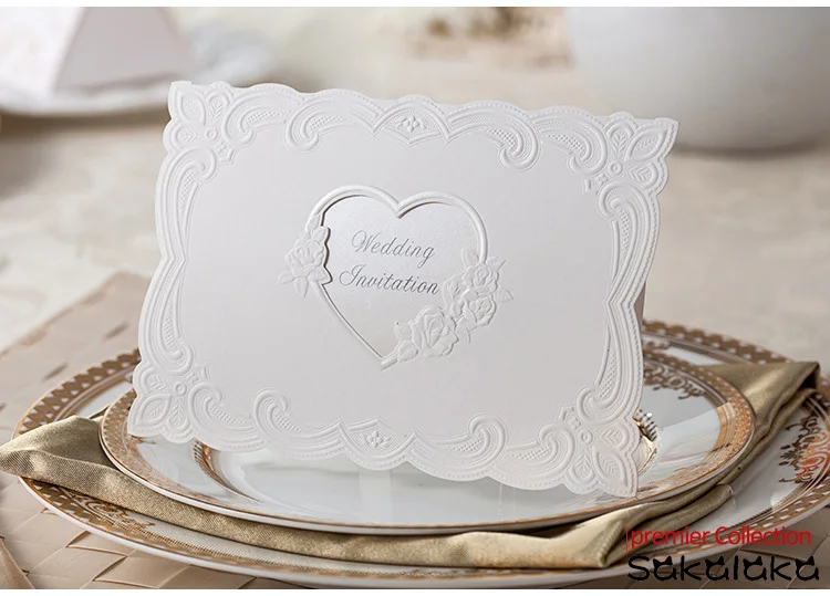 Custom Invitations Unique Wedding Watercolor Art Hot Elegant Artistic Paper Wedding Invitations Card Striking Laser Cut Unique Pea Design
