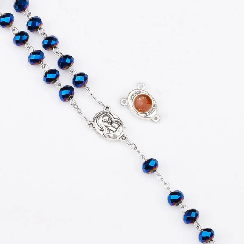 Fashion Rosary Round Beads Red Flower Catholic Rosary Necklace Women