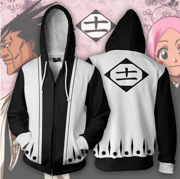 

Anime BLEACH Kenpachi Zaraki 3D Print Coat Jacket Hoodies Sweatshirts Cosplay Costumes Hooded Casual